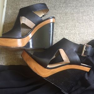 Michael Kors Black Leather Wedges